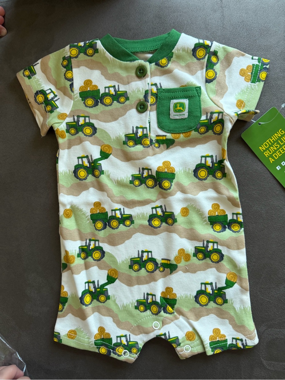 John Deere Green & Yellow Tractor Print Baby One-Piece Bodysuit